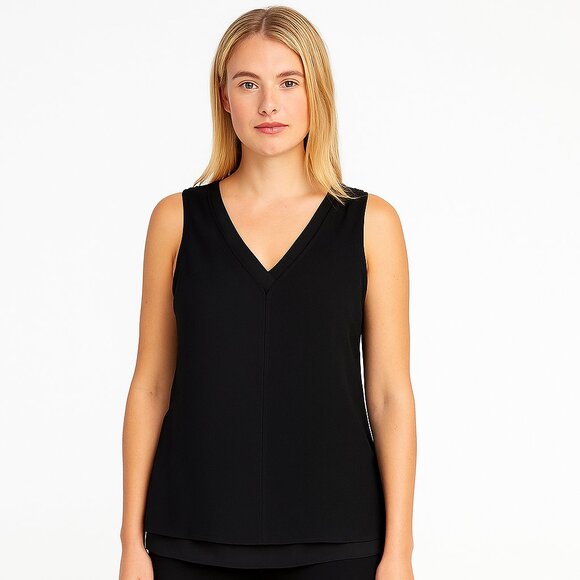 White House Black Market Tops - 2/$30 White House Black Market V-Neck Lined Sleeveless Shell Black #A0053